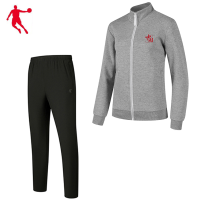 乔丹 运动长袖长裤套装 运动套装 KWD41213294+KKL43211277 灰花灰+黑色 4XL 套