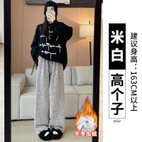 加绒阔腿裤女秋冬季新款垂感宽松慵懒休闲小个子直筒毛呢裤子_546