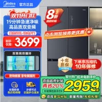 美的(Midea) 508升 法式多门冰箱 19分钟急速净味 智能杀菌 一级能效双变频 BCD-508WTPZM(E)灰