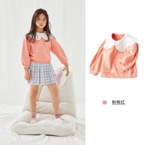 [1件3折价:51]moomoo童装女童卫衣春秋新款娃娃领杜邦索罗娜面料文艺打底衫