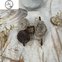 JiMi氛围感美女银欲温柔大花朵抓夹烧毁玫瑰新中式小众手作鲨鱼夹抓夹