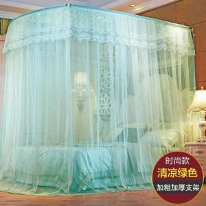 美帮汇伸缩蚊帐U型加密厚纹账2米三开纹帐公主风1.5米1.8m床双人家用
