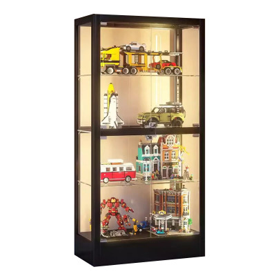 戴劲 透明展柜手办展示柜带灯玻璃柜模型陈列柜双门四层800*400*1600mm