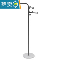 敬平简易衣架家用落地网红挂衣架小型衣帽架卧室客厅阳台晾衣架衣服架 猫耳款黑色+雅士白底座