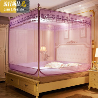 蚊帐新款加厚防摔蒙古包方顶拉链1.5米1.8m床双人家用坐床带支架 三维工匠