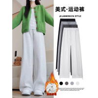 运动裤女秋冬季新款美式束脚加绒卫裤宽松慵懒风休闲阔腿裤_598