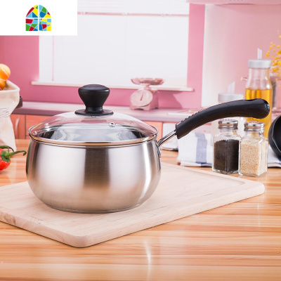 304不锈钢奶锅小蒸锅迷你小汤锅不粘锅婴儿宝宝辅食煮热牛奶小锅 FENGHOU 18cm复底单把奶锅(带小蒸笼)