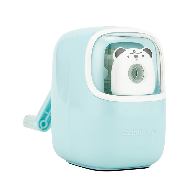 齐心(Comix)自动进笔削笔机 学生手摇合金钢卷笔刀/转笔刀/卡通铅笔刀 考试小学生礼物蓝色 XS-63