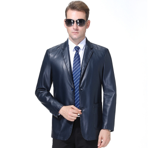 海宁山羊皮真皮西装专柜正品羊皮西服真皮皮衣男装春秋季真皮西装三粒扣真皮皮衣男式绵羊皮西服外套韩版修身男装皮衣