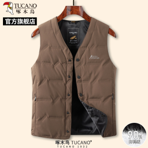 啄木鸟冬季新款羽绒服马甲男中老年保暖内胆背心爸爸装坎肩外套C