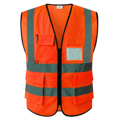 翌嘉YJ4112139反光背心环卫园林反光马甲施工交通反光衣 桃心网口袋款橙色