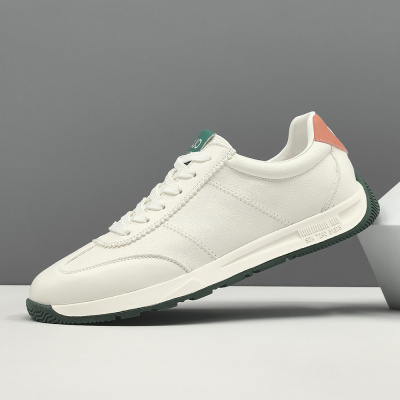 真皮板鞋男款潮流百搭欧洲站男鞋头层牛皮男士小白鞋透气休闲鞋男