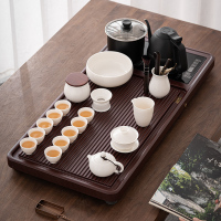 苏氏陶瓷(SUSHI CERAMICS)茶具套装电木色款自动烧水壶一体茶盘茶台配整套高品质羊脂玉茶杯