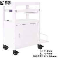 戴劲电脑设备架推车机房培训检测车打印机移动工作台白色带柜带托盘