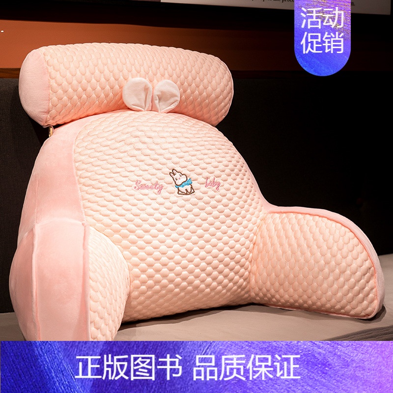(凉感冰豆豆材质高克重) 中号靠垫+头枕[座椅推荐][60×45×20厘米 独立内胆可拆洗] [正版]床头靠垫软包护