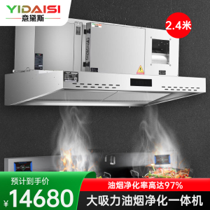 意黛斯 商用油烟机大吸力油烟净化器一体机酒店食堂厨房低空排放环保轻油烟内循环净化器YDS-LF-FHB24