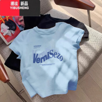 YIBUSHENG韩系奶系甜美多巴胺海洋蓝短袖t恤女季新款