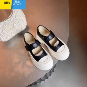 聚范赵露思同款厚底玛丽珍鞋女夏2024新款松糕大头丑萌单鞋百搭小白鞋