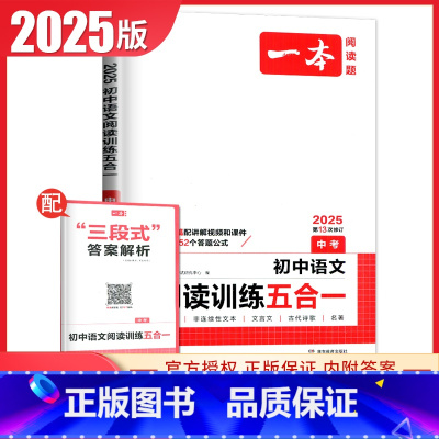 语文阅读训练五合一[中考] 九年级/初中三年级 [正版]2025一本现代文阅读技能训练100篇语文阅读文言文+古诗文+名