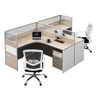 DXBG职员屏风办公桌椅组合办公室财务桌隔断员工桌椅组合T型两人位(含柜椅)