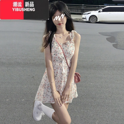 YIBUSHENG法式小众碎花裙吊带连衣裙女季别致甜辣风小个子收腰显瘦裙子