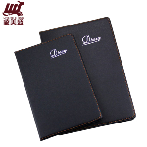 凌美盛 皮面A5笔记本 25K记事本 会议记录本 工作记事本 14*20.6cm 黑色1525-1/本