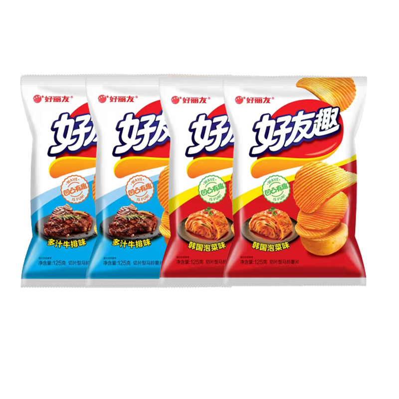 好丽友(orion) 好友趣 切片型马铃薯薯片(韩国泡菜味 多汁牛排味) 125