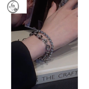 JiMi双层古巴链锆石手链ins小众设计高级感钻石轻奢精致冷淡风手饰女 超闪双层古巴链