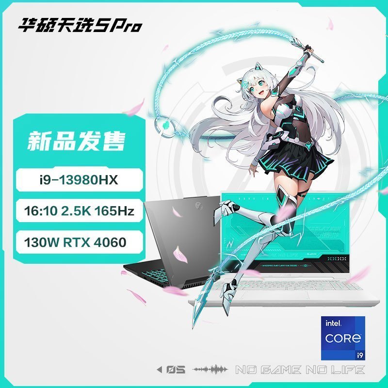 华硕天选5 Pro 24核酷睿i9 16英寸电竞游戏本 笔记本电脑 定制(i9-13980HX 16G 2T RTX4060 16:10 2.5K 165Hz高色域)青