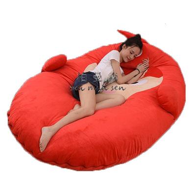 卡通可爱榻榻米单双人 充气床 车震床 加厚龙猫床垫睡垫懒人沙发加厚学生公仔床垫 红色 2.0*1.5加厚草霉