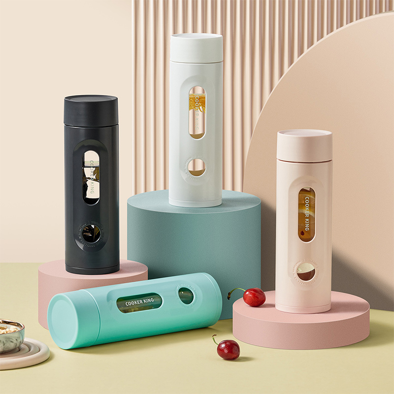 炊大皇玻璃杯茶杯男高硼硅便携防摔防爆双层泡茶杯子女高颜值水杯