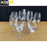 三维工匠加厚玻璃高脚杯白酒杯家用6只套装红酒杯小号2两欧式商用水晶 6只水晶杯350+带把手醒酒器