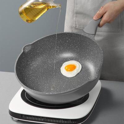 [新品]炊大皇(COOKER KING)炒锅麦饭石色不粘锅套装少烟炒锅不沾炒菜锅平底锅家用燃气电 炒锅30cm(星空灰)