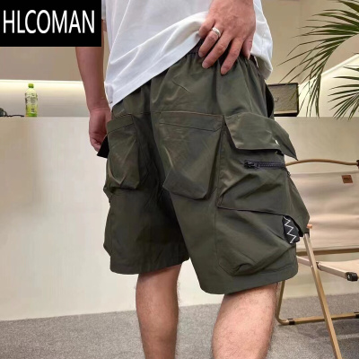HLCOMAN美式潮牌机能工装短裤男夏季口袋拉链宽松直筒运动休闲五分中裤子