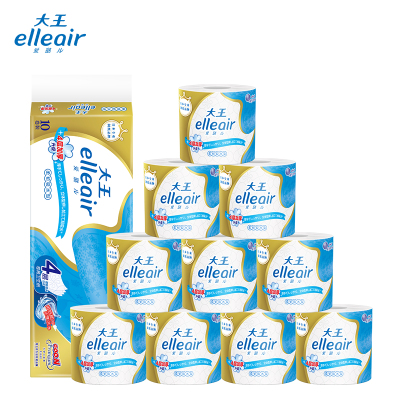 大王爱璐儿Elleair卷筒卫生纸卷纸柔韧吸水立体压花10卷冲水即溶