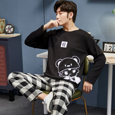 HLCOMAN睡衣男孩春秋季棉长袖薄款夏大码卡通青少年学生大童个性潮搞怪