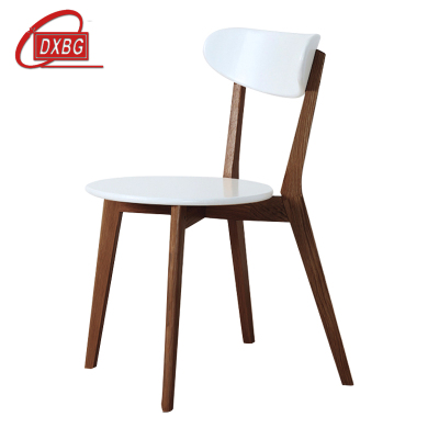 DXBG餐椅简约现代休闲书桌椅餐桌凳子橡木靠背椅胡桃色骨架白色圆形座面