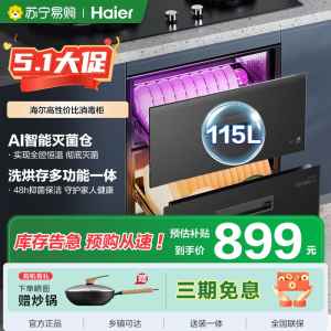 海尔(Haier)115L消毒柜家用嵌入式 大容量 双二星级 紫外线+光波巴氏消毒0臭氧 母婴消毒童锁保护12LCS