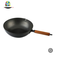 章丘老式手工锻打纯精铁锅炒锅无烟锅不粘炒锅平底锅 电磁炉灶通用 FENGHOU 32cm单锅+杉木盖