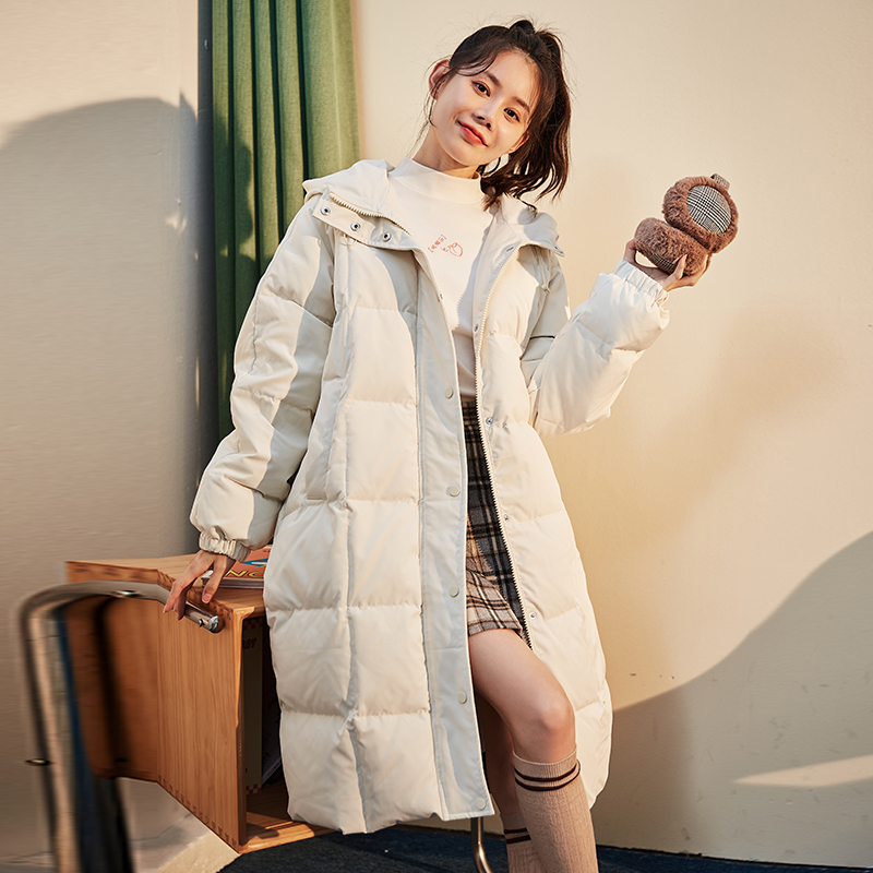 [2.5折价246元]唐狮冬季新款女中长款羽绒服连帽加厚保暖外套韩版宽松潮流上衣DY