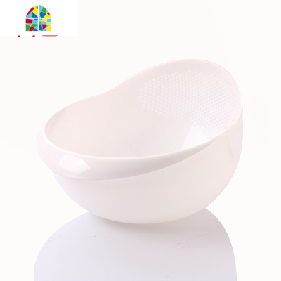 创意厨房淘米器漏塑料沥水滤水篮洗蔬菜篮子洗水果盆家用品 FENGHOU 粉白色洗菜篮洗菜篮