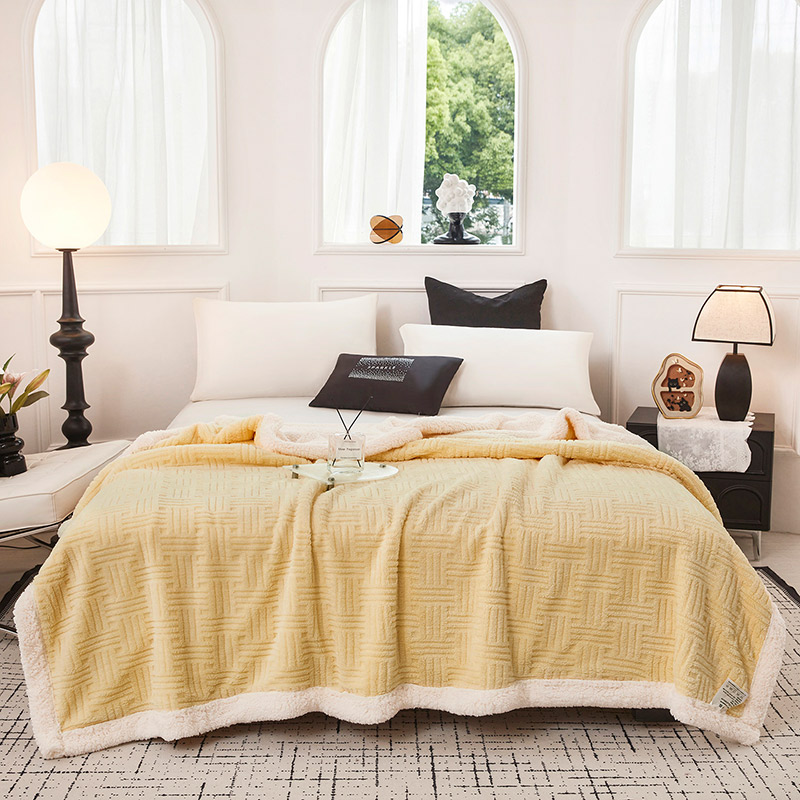 雅鹿提花舒棉绒双层毛毯 聚酯纤维双层复合保暖