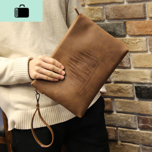 男包 新款男士手包大容量手拿包信封包软皮休闲夹包韩版疯马皮NEW LAKE男士手拿包