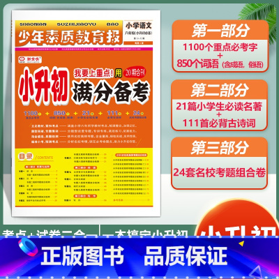 语文 小学升初中 [正版]小升初满分备考 少年素质教育报六年级语文数学英语专项系统总复习真题卷小学升初中重点考点高频考题