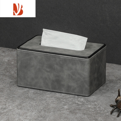 三维工匠电视遥控器收纳盒客厅轻奢茶几档次简约现代抽纸多纸巾盒 工业灰纸巾盒小号