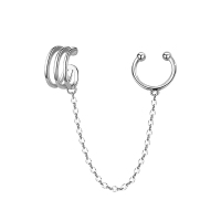 925无耳洞纯银耳夹耳骨夹女耳链耳骨环假耳钉耳环耳饰网红送女朋友老婆情人节七夕生日礼物