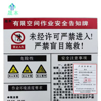 晟本+有限空间作业警示牌+800*600mm+块