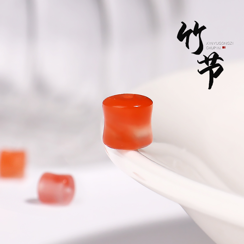 四川凉山南红玛瑙竹节桶珠背云吊坠挂坠金刚星月菩提手串diy配饰
