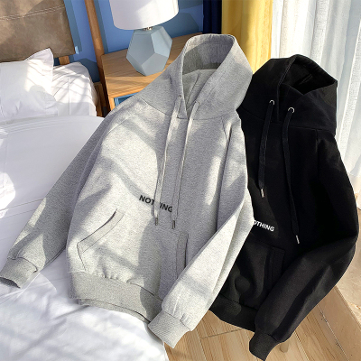 广赫连帽长袖字母套头卫衣女2020春秋新款韩版宽松棉薄款帽衫上衣潮卫衣