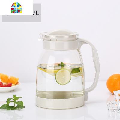 冷水壶凉水壶玻璃可高温大容量花茶壶套装家用果汁壶凉白开水茶壶 FENGHOU 白色2000ML+4个杯子